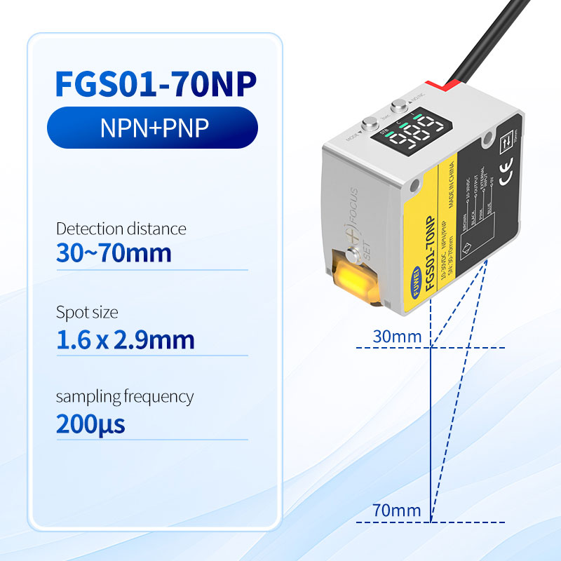 Khoảng cách phát hiện FGS01-70NP 30 ~ 70mm cảm biến màu từ xa